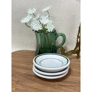 3 Restaurant Ware Shenango Butter Pats 2 Green Stripe Chunky China Ironstone